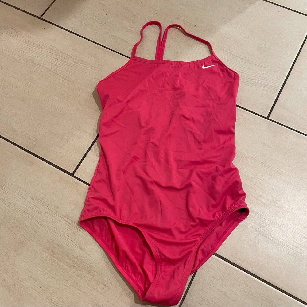NEW NIKE RACERBACK SOLID ONE PIECE SWIMSUIT SZ LARGE KIDS! - 0292